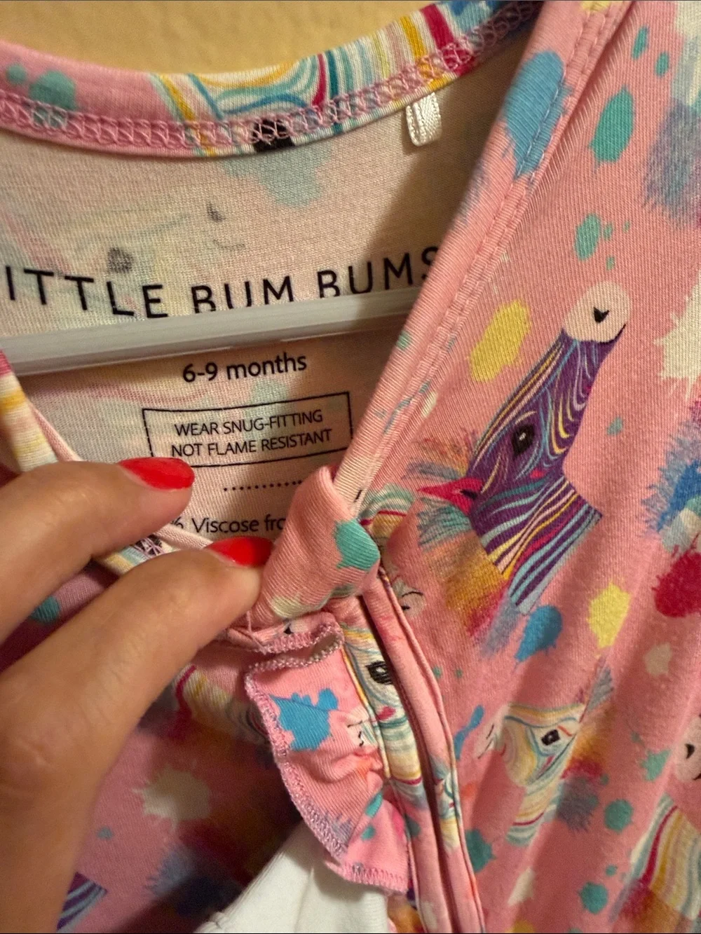Pink Unicorn Zip-Front Footed One-Piece for Kids